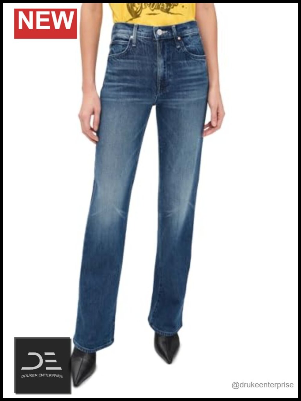 Mother The Kick It Straight Leg Jeans Mid-weight Denim High Rise